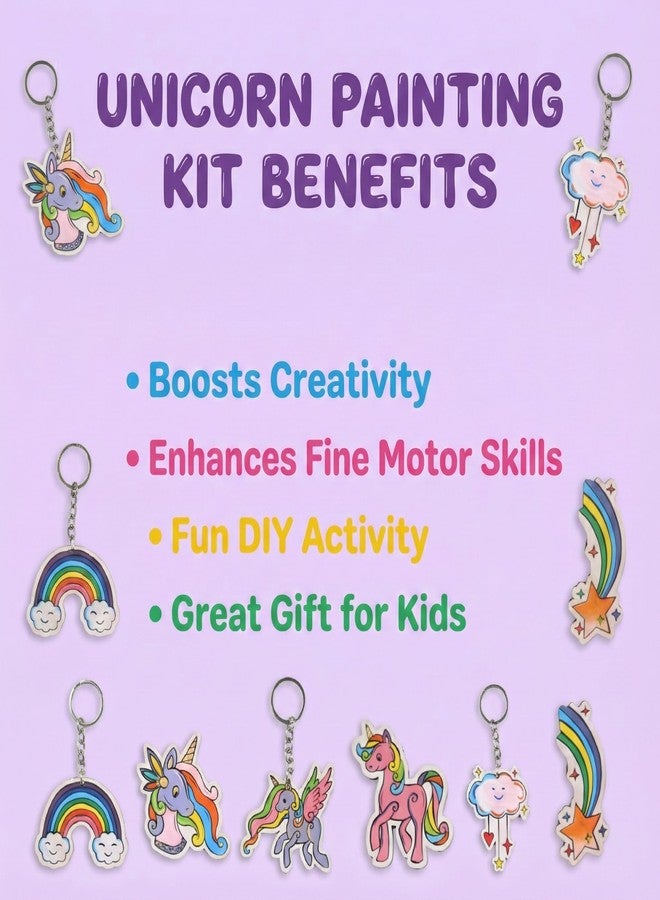 HOBBY INDIA DIY Keychain Fridge Magnet Painting Kit for Kids & Adult | Creative Art & Craft Set Gift for Girls & Boys | Cute Resin Activity Key Chain Making | Fun Birthday & Home Decor (Unicorn) - Image 5